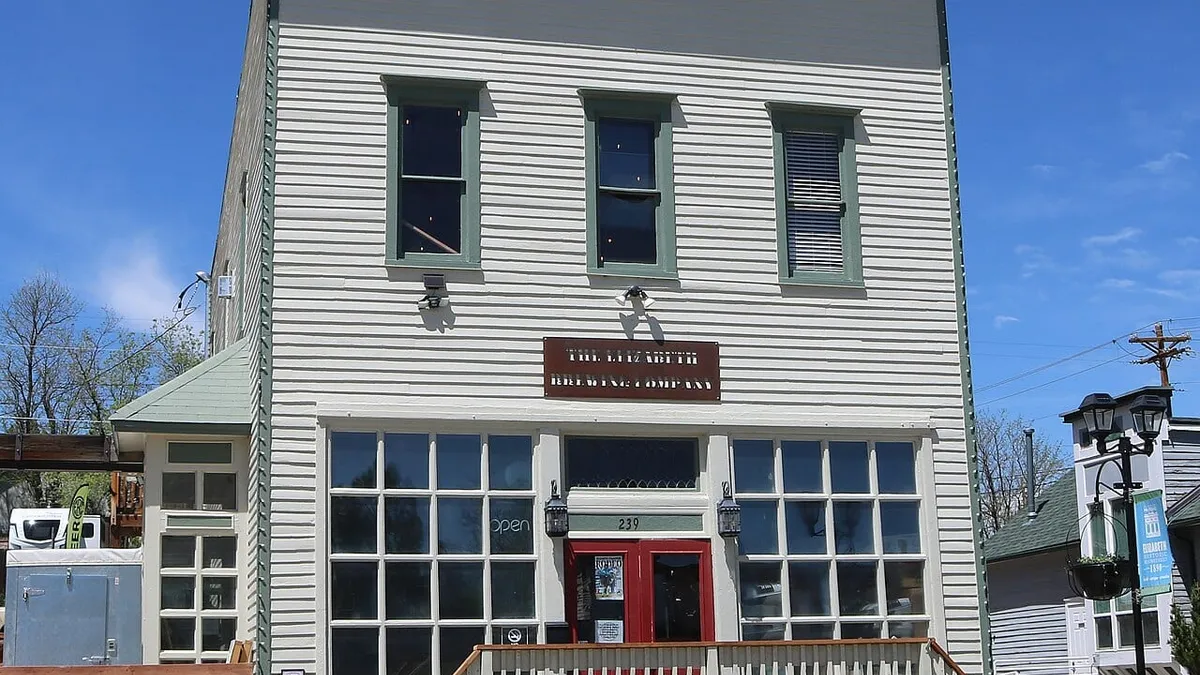 The Huber-Carlson Building on South Main Street in Elizabeth, a two-storey brick commercial building